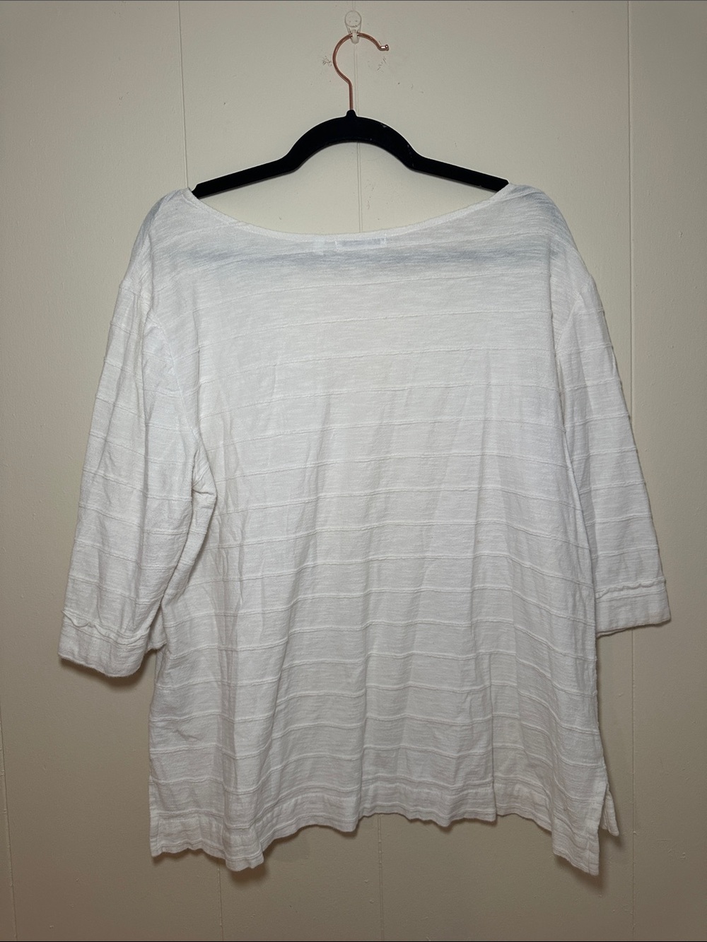 Habitat White Textured Boatneck Elbow Sleeve Top 100% Cotton - Picture 2 of 3